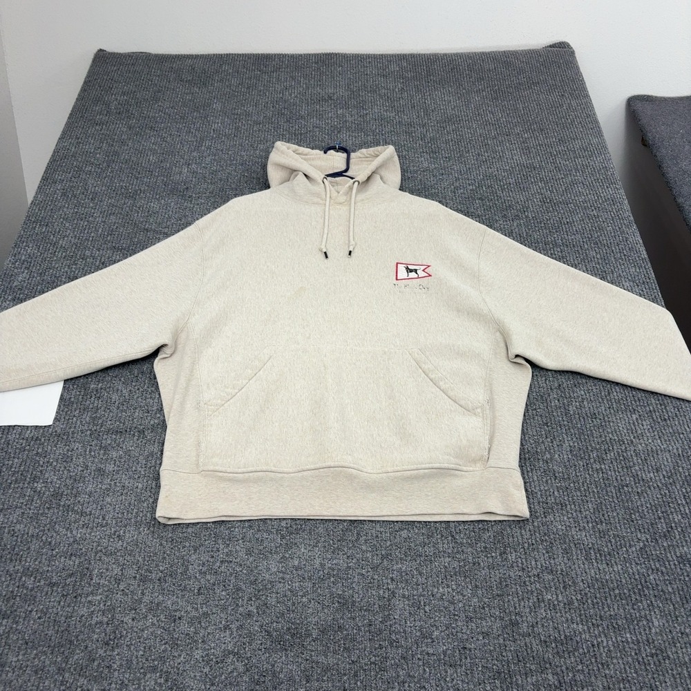 Vintage The Black Dog Hoodie Mens M Cream Cotton Distressed Martha's Vineyard